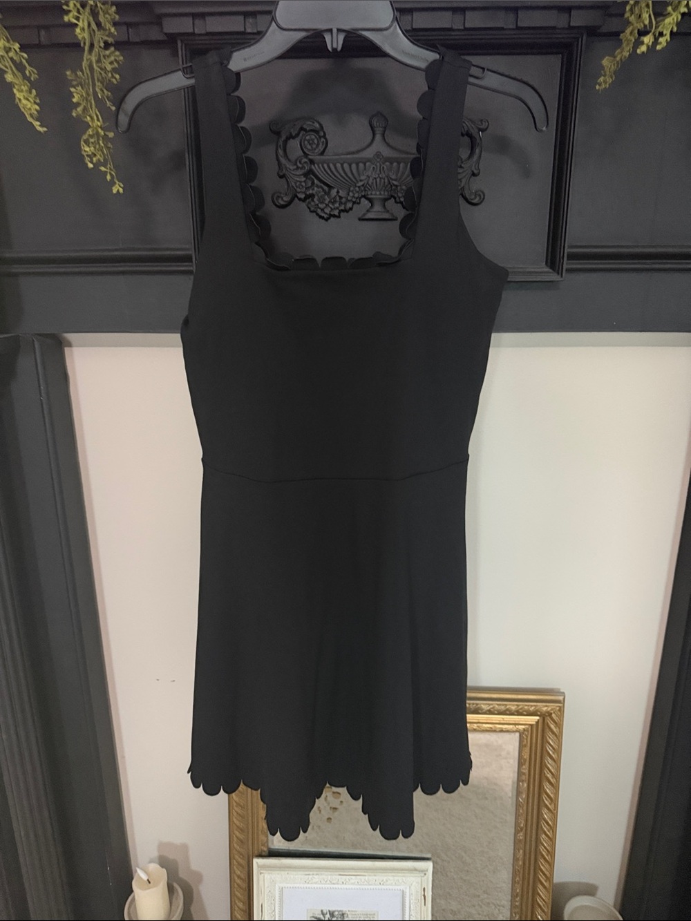 Black Scalloped Edge Sleeveless Dress athletic dress with spandex